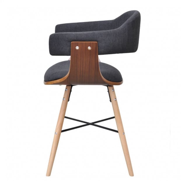 2 Pcs Dining Chair Bentwood With Fabric Upholstery Image 5