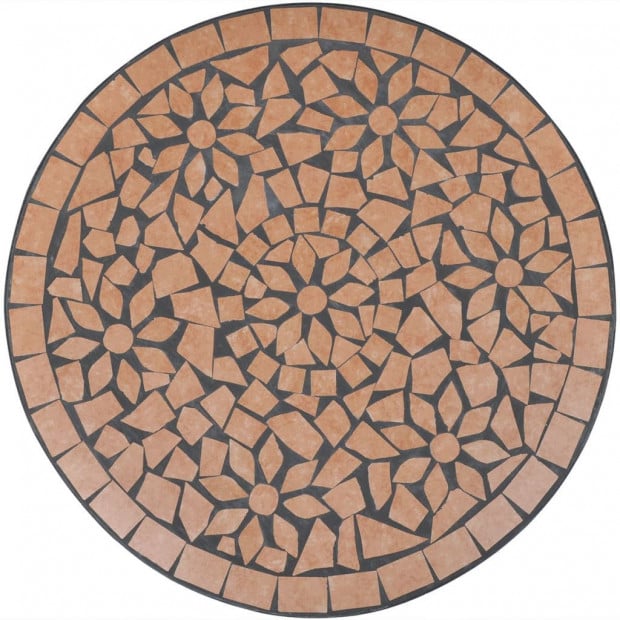 3 Piece Bistro Set Ceramic Tile Terracotta Image 4