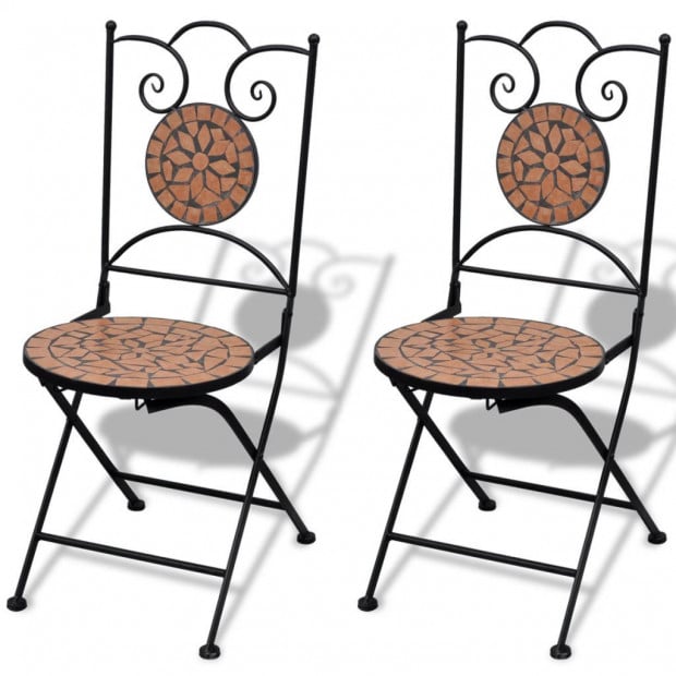 3 Piece Bistro Set Ceramic Tile Terracotta Image 6