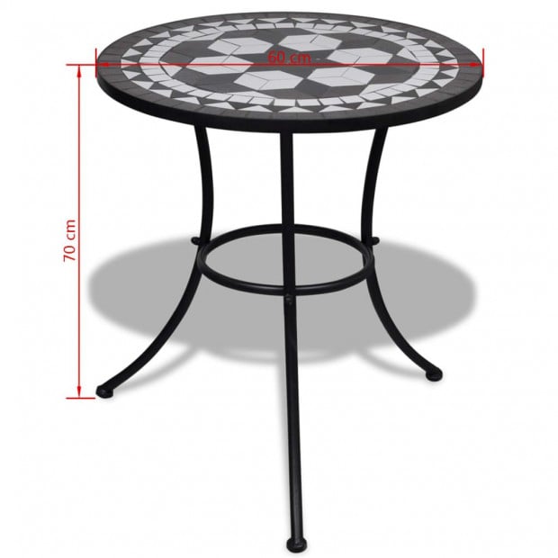 3 Piece Bistro Set Ceramic Tile Black And White Image 11