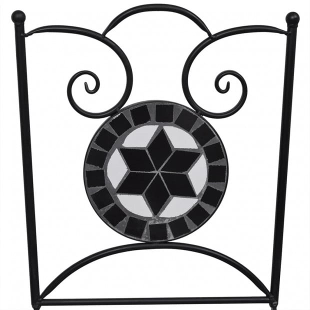 3 Piece Bistro Set Ceramic Tile Black And White Image 4