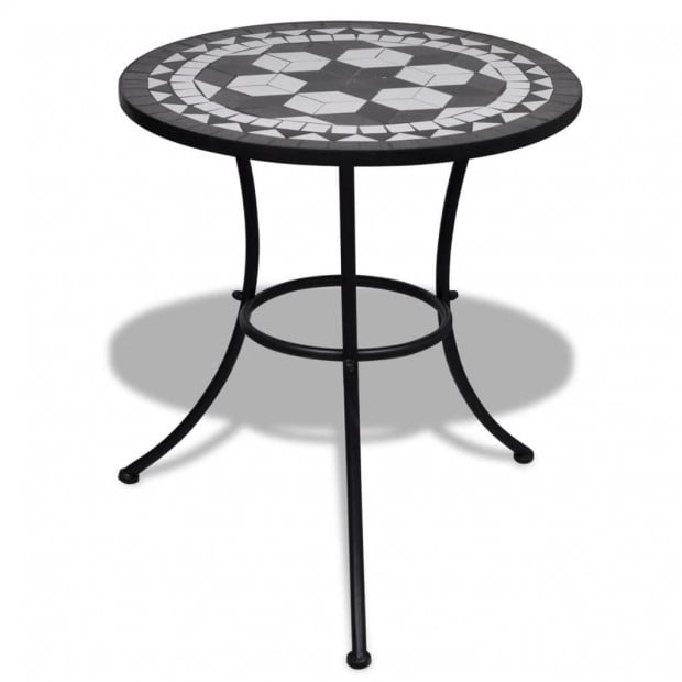 3 Piece Bistro Set Ceramic Tile Black And White Image 7
