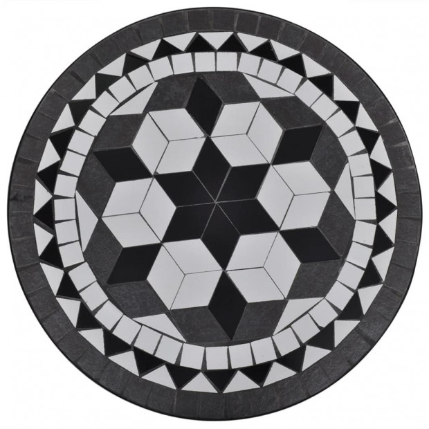 3 Piece Bistro Set Ceramic Tile Black And White Image 8