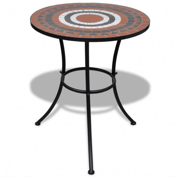 3 Piece Bistro Set Ceramic Tile Terracotta And White Image 2