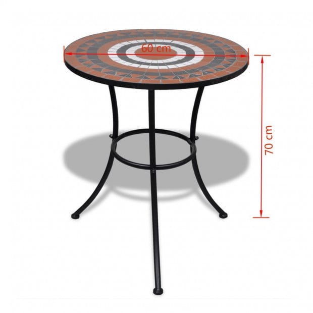 3 Piece Bistro Set Ceramic Tile Terracotta And White Image 11