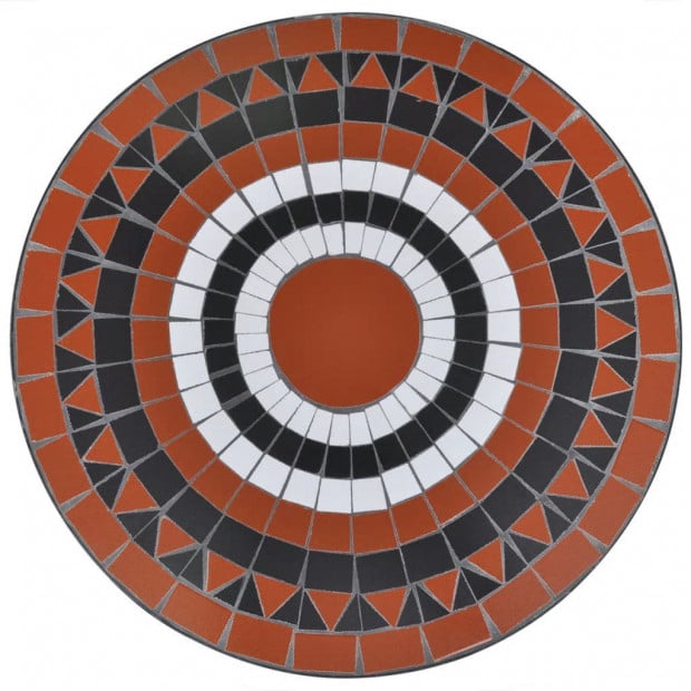 3 Piece Bistro Set Ceramic Tile Terracotta And White Image 4