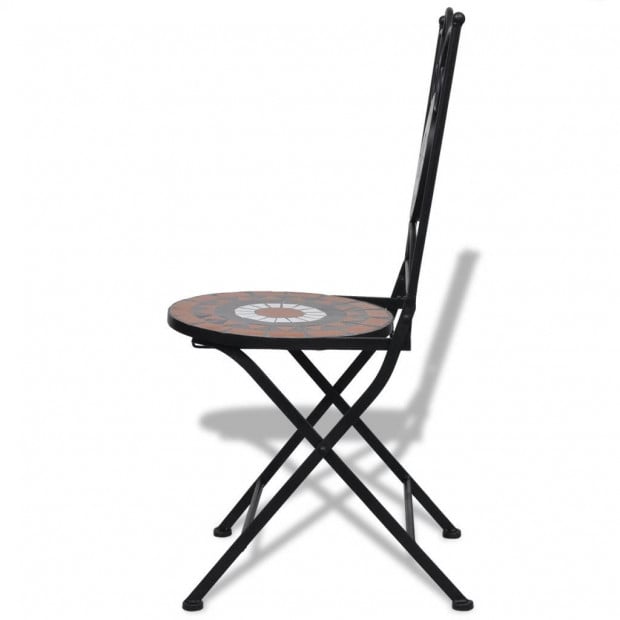 3 Piece Bistro Set Ceramic Tile Terracotta And White Image 6