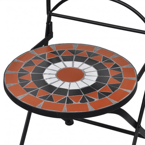 3 Piece Bistro Set Ceramic Tile Terracotta And White Image 7