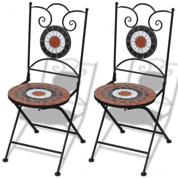 3 Piece Bistro Set Ceramic Tile Terracotta And White Image 9