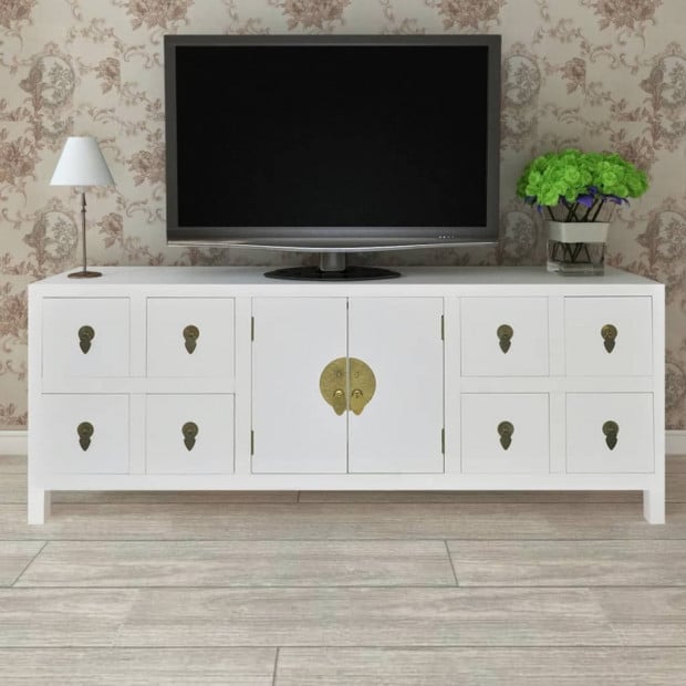 Wooden Sideboard Asian Style With 8 Drawers And 2 Doors Image 2