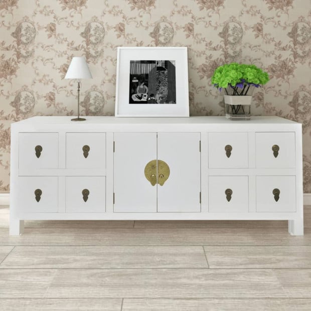 Wooden Sideboard Asian Style With 8 Drawers And 2 Doors Image 3