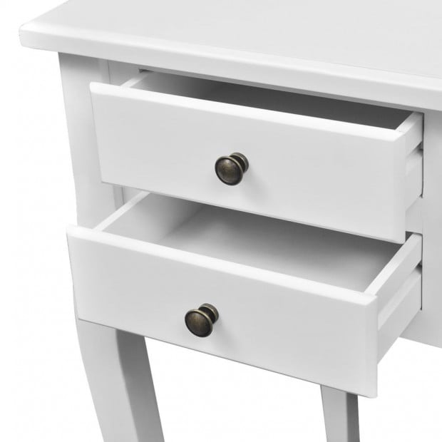 Wooden French Desk With Curved Legs And 5 Drawers Image 3