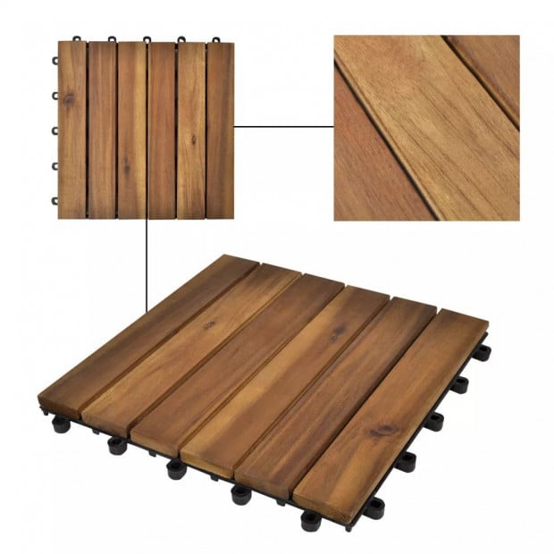 Decking Tiles Vertical Pattern 30 X 30 Cm Acacia Set Of 20 Image 3