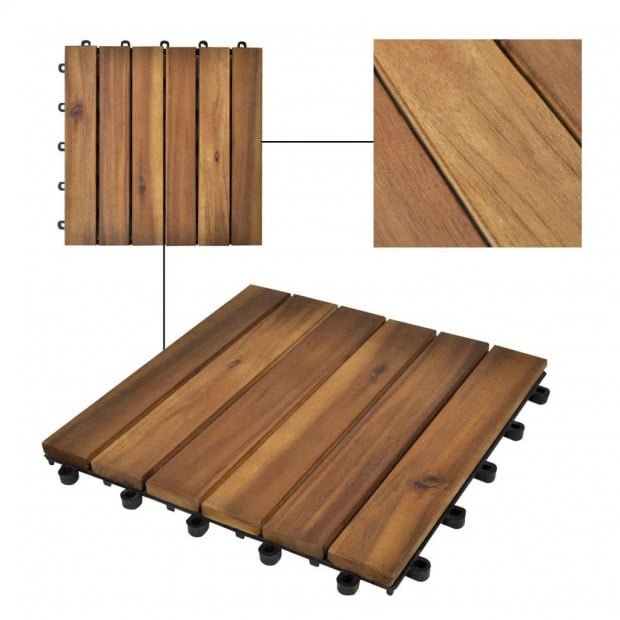 Decking Tiles Vertical Pattern 30 X 30 Cm Acacia Set Of 30 Image 3