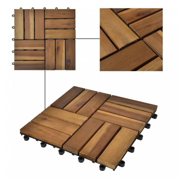 Decking Tiles 30 X 30 Cm Acacia Set Of 20 Image 3