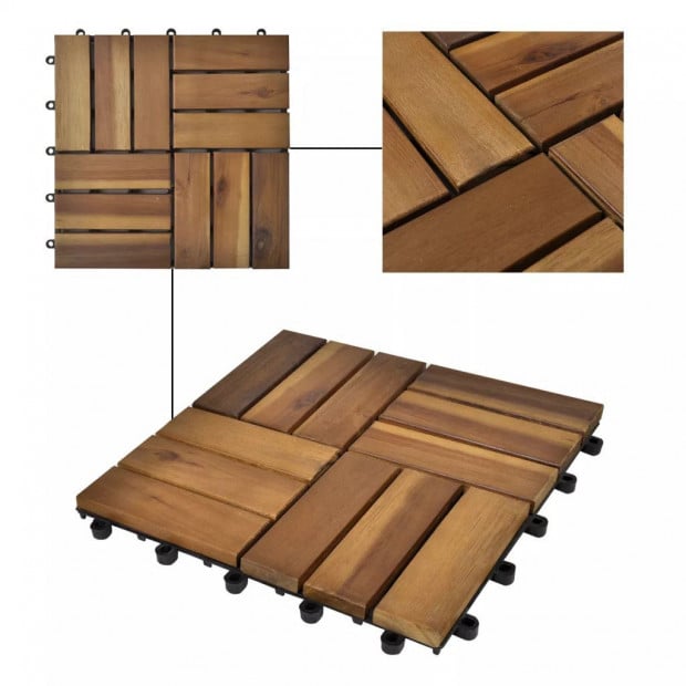 Decking Tiles 30 X 30 Cm Acacia Set Of 30 Image 3