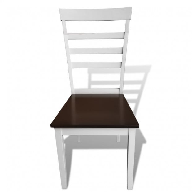 Dining Chairs 2 Pcs White And Brown Solid Wood And Mdf Image 3