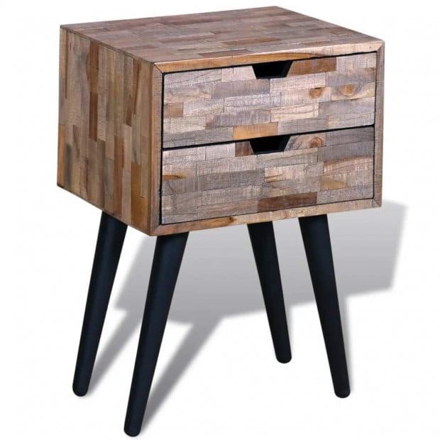 Nightstand With 2 Drawers Reclaimed Teak Wood Image 2