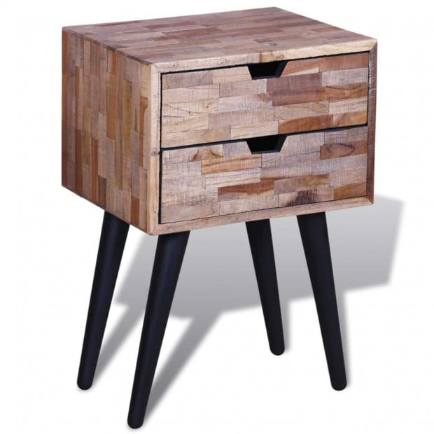 Nightstand With 2 Drawers Reclaimed Teak Wood Image 3