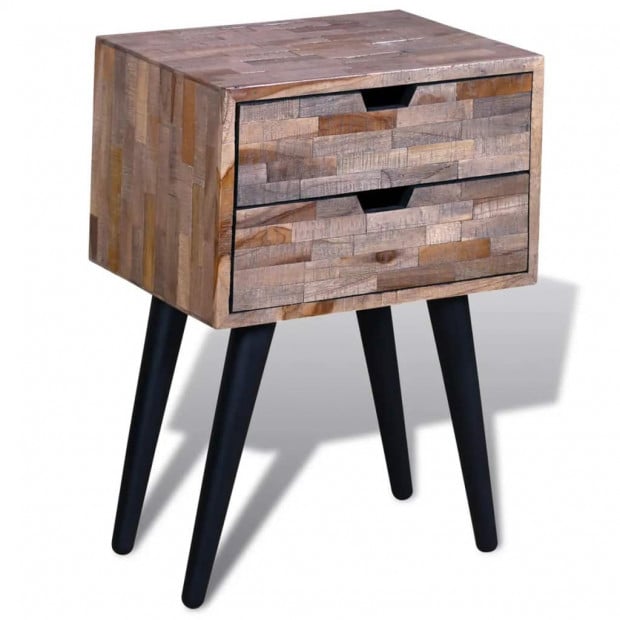 Nightstand With 2 Drawers Reclaimed Teak Wood Image 4