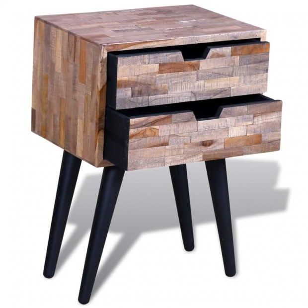 Nightstand With 2 Drawers Reclaimed Teak Wood Image 5