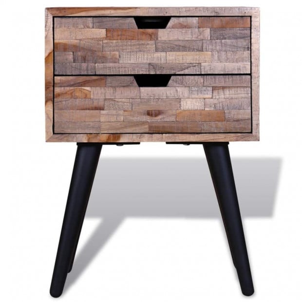 Nightstand With 2 Drawers Reclaimed Teak Wood Image 7