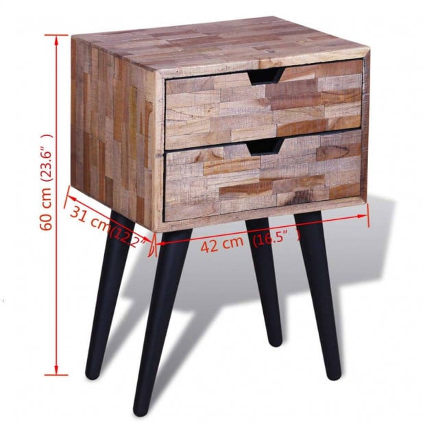 Nightstand With 2 Drawers Reclaimed Teak Wood Image 9