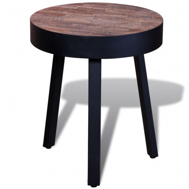 End Table Round Reclaimed Teak Wood Image 4