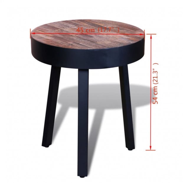 End Table Round Reclaimed Teak Wood Image 6