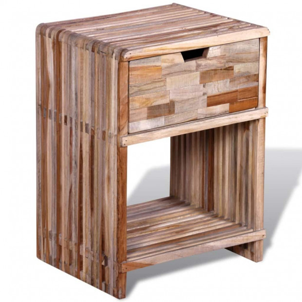 Nightstand With Drawer Reclaimed Teak Wood Image 2