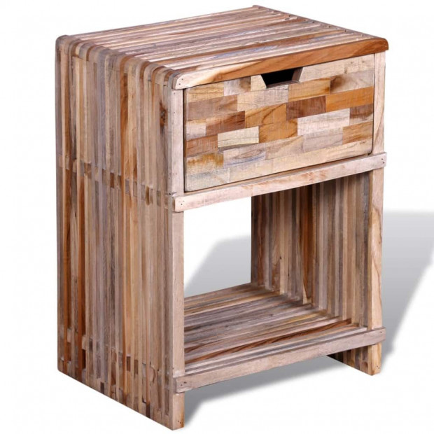 Nightstand With Drawer Reclaimed Teak Wood Image 3