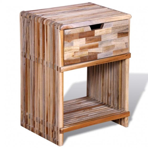 Nightstand With Drawer Reclaimed Teak Wood Image 5
