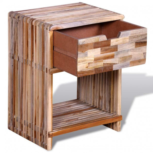 Nightstand With Drawer Reclaimed Teak Wood Image 6