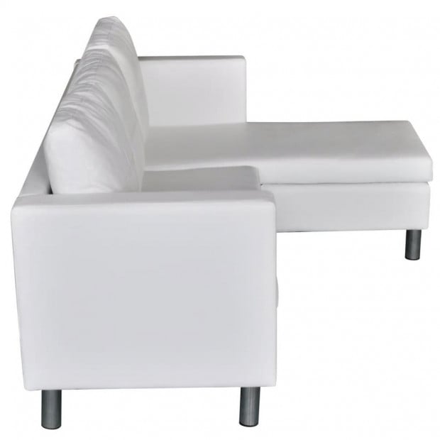 Sectional Sofa 3-seater Artificial Leather White Image 6