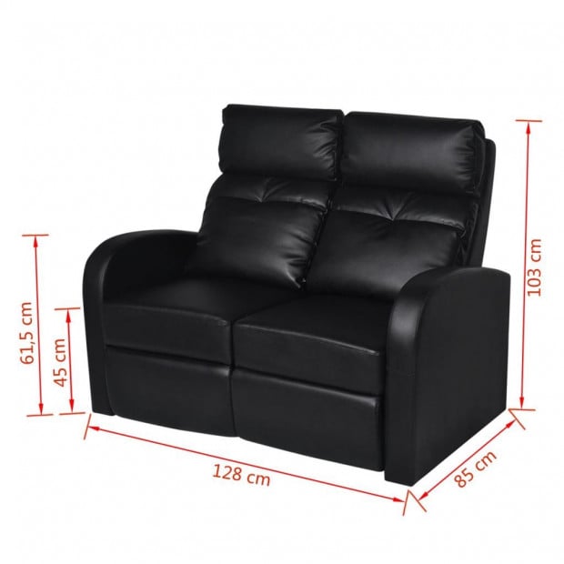 Recliner 2-seat Artificial Leather Black Image 6