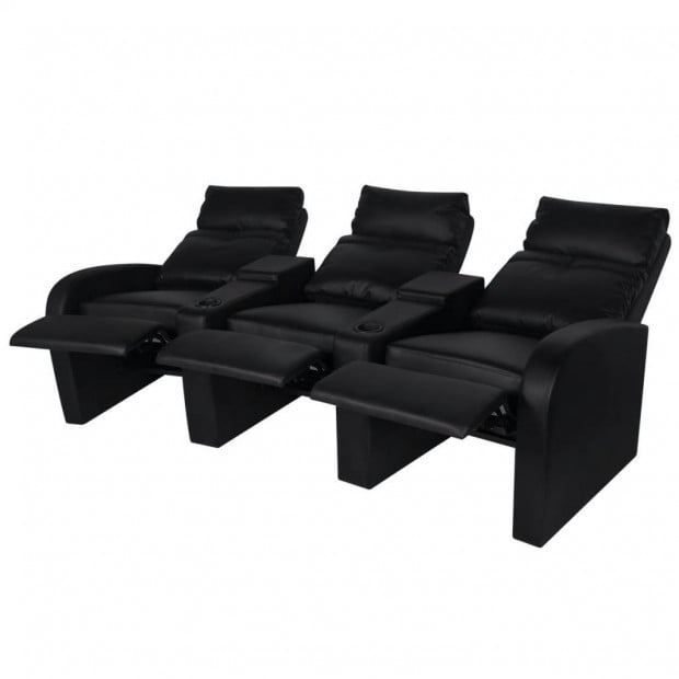 Recliner 3-seat Artificial Leather Black Image 3