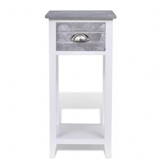 Nightstand With 1 Drawer Grey And White Image 5