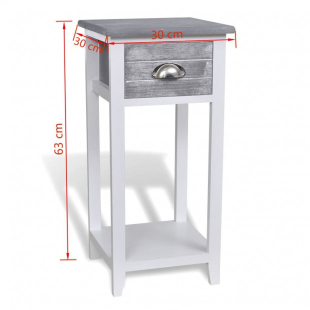 Nightstand With 1 Drawer Grey And White Image 6