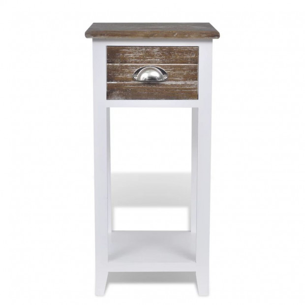 Nightstand With 1 Drawer Brown And White Image 5