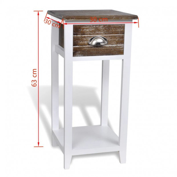 Nightstand With 1 Drawer Brown And White Image 6