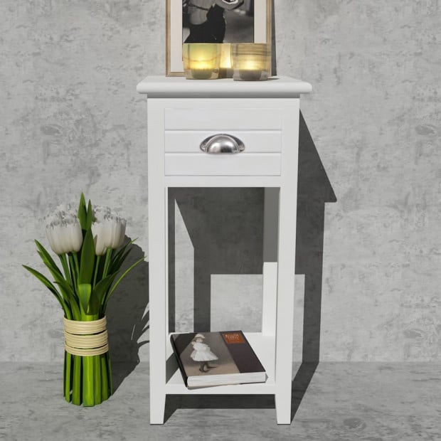 Nightstand With 1 Drawer White Image 3