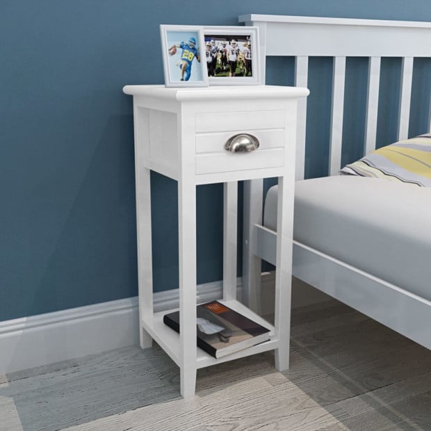 Nightstand With 1 Drawer White Image 4
