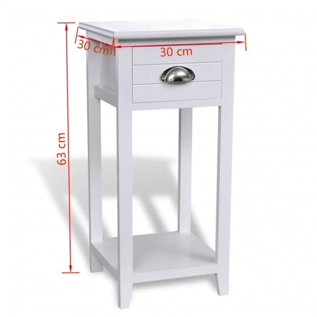Nightstand With 1 Drawer White Image 7