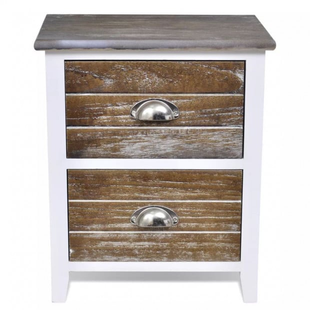 Nightstand 2 Pcs With 2 Drawers Brown And White Image 6