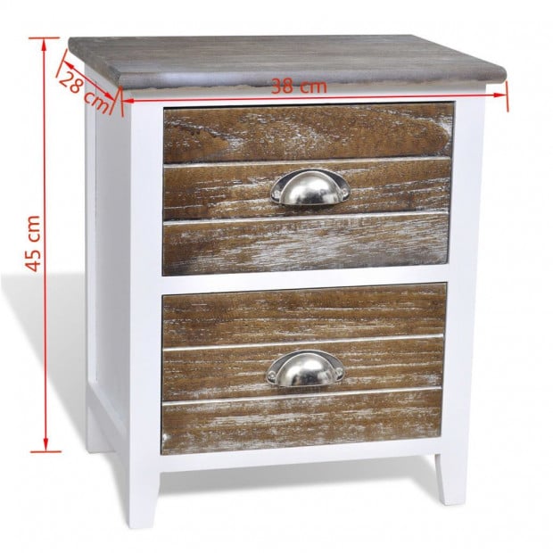 Nightstand 2 Pcs With 2 Drawers Brown And White Image 7
