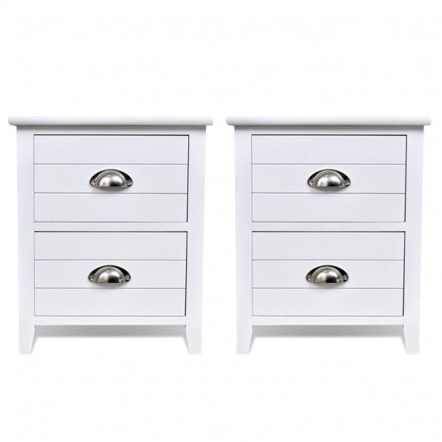Nightstand 2 Pcs With 2 Drawers White Image 4