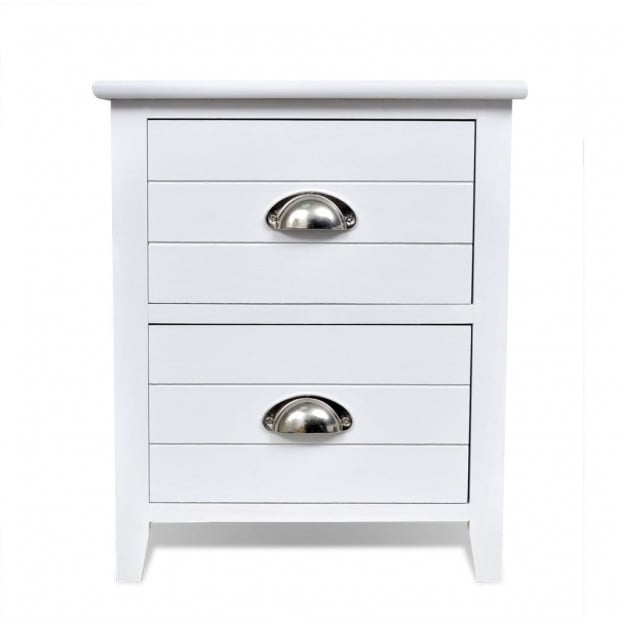 Nightstand 2 Pcs With 2 Drawers White Image 6
