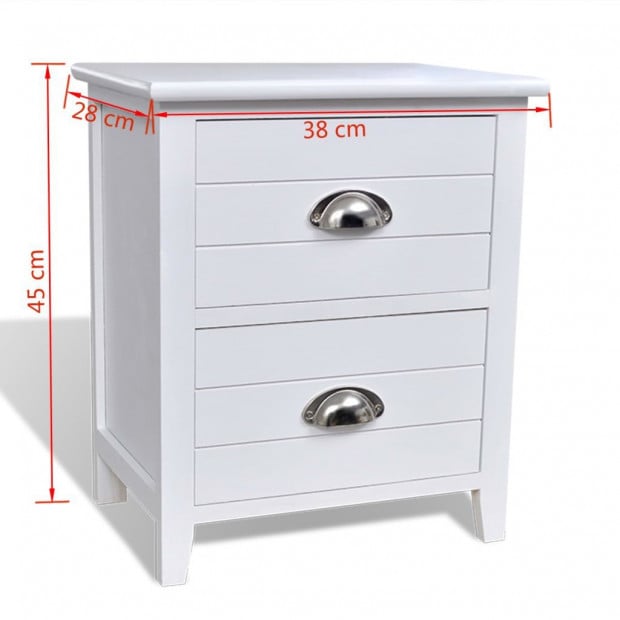 Nightstand 2 Pcs With 2 Drawers White Image 7