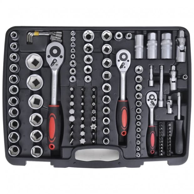 193pcs 1/4in & 3/8in & 1/2in Drive Socket Bit Set W/ Ratchet Tool Set Image 3