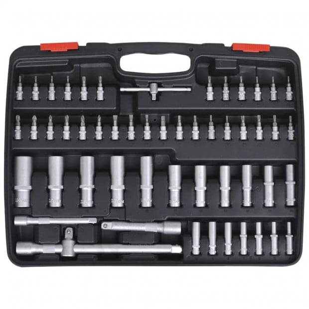 193pcs 1/4in & 3/8in & 1/2in Drive Socket Bit Set W/ Ratchet Tool Set Image 4